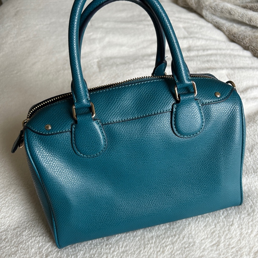 Coach Teal Blue Leather Satchel - Picture 3 of 11